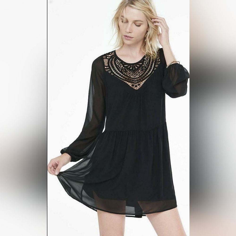 Express Black Yoke Dress NWOT